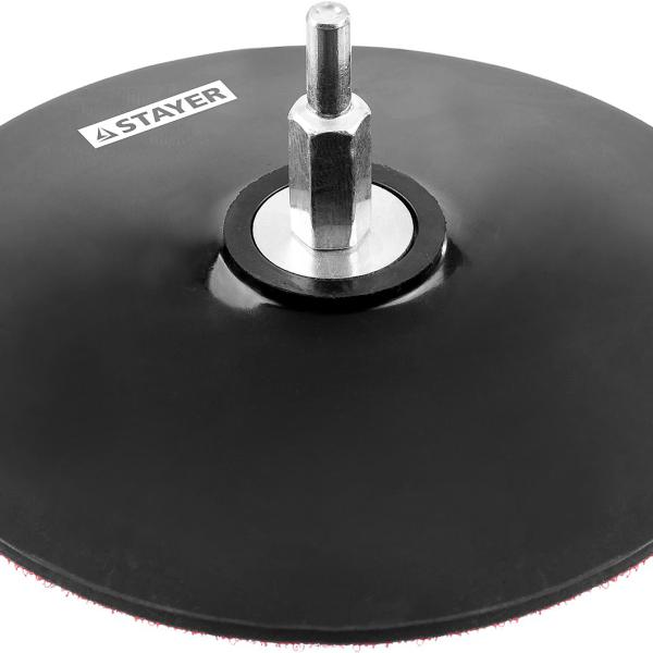 Тарелка опорная d=125мм резиновая для дрели, на липучке, STAYER ″MASTER″ 35740-125