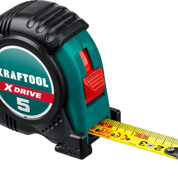 Рулетка  5м / 19мм с ударостойким обрезиненным корпусом KRAFTOOL NYLON 34122-05-19